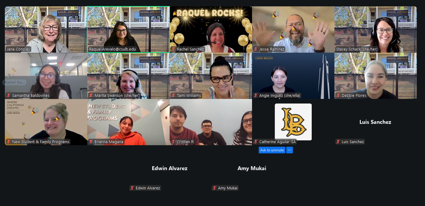 Raquel Arevalo with friends and coworkers on zoom